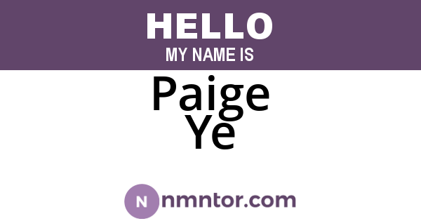 Paige Ye
