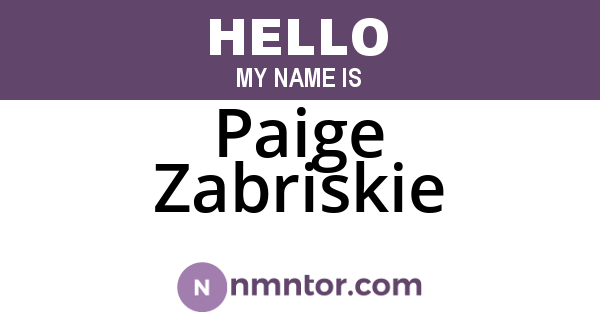 Paige Zabriskie