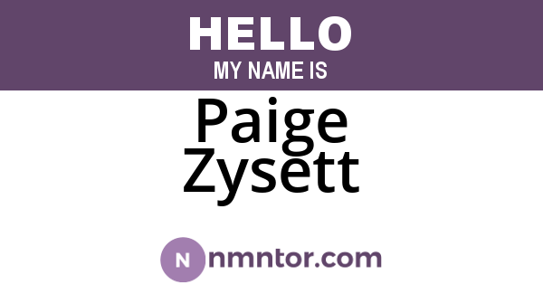 Paige Zysett