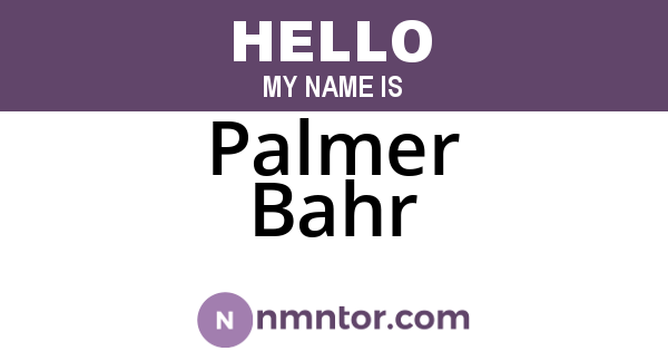 Palmer Bahr