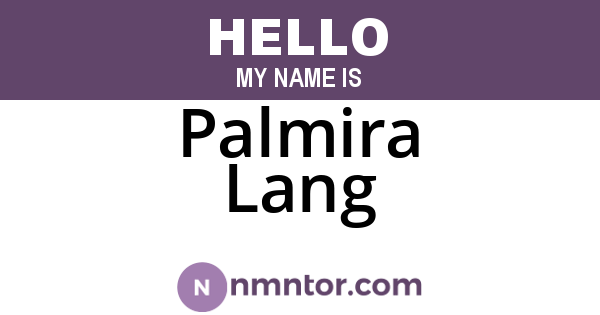 Palmira Lang