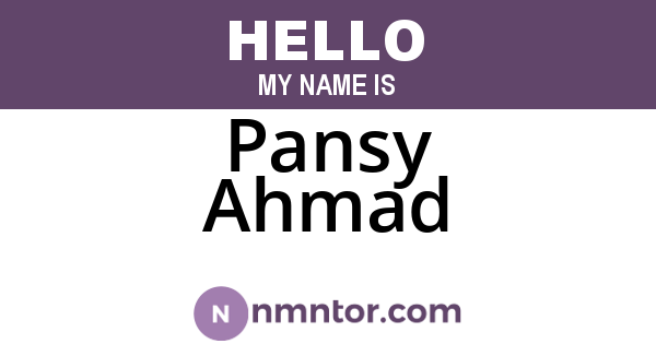 Pansy Ahmad