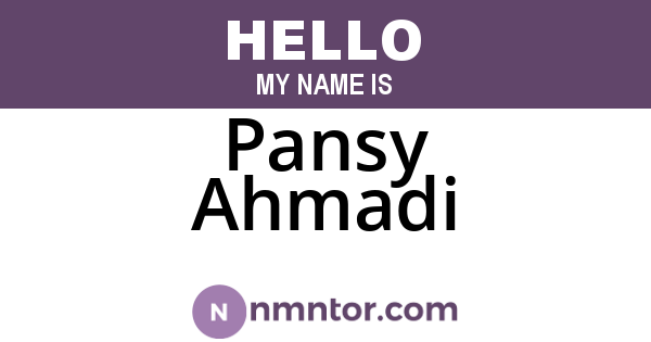 Pansy Ahmadi
