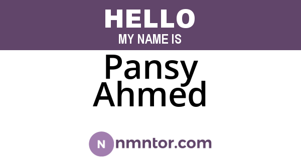 Pansy Ahmed