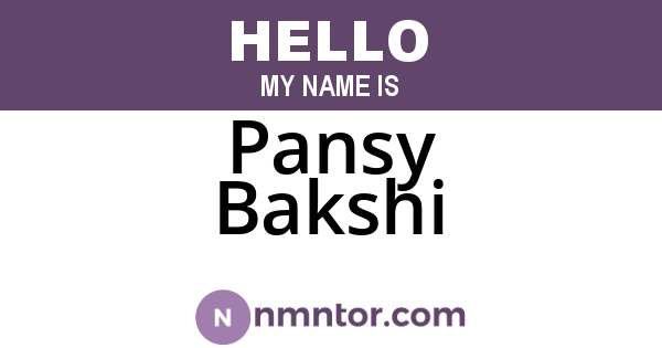 Pansy Bakshi