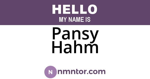 Pansy Hahm