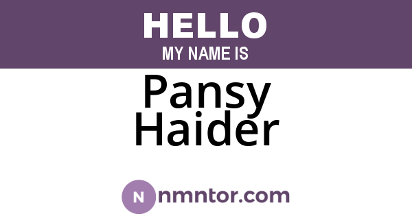 Pansy Haider