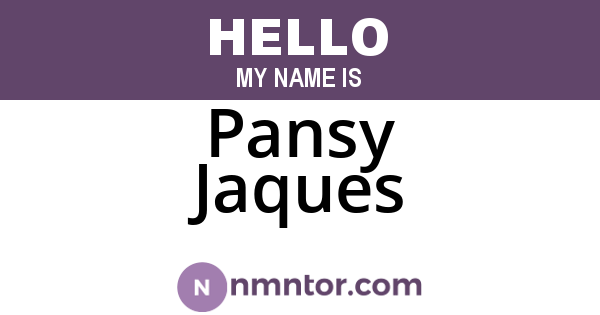 Pansy Jaques
