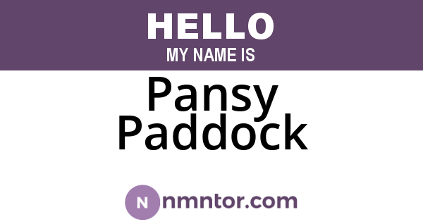 Pansy Paddock