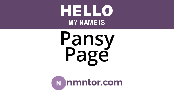 Pansy Page