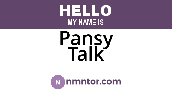 Pansy Talk