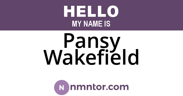 Pansy Wakefield