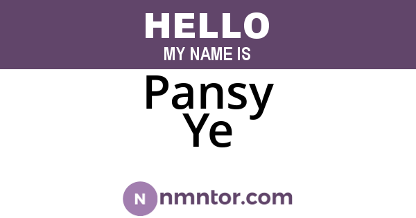 Pansy Ye