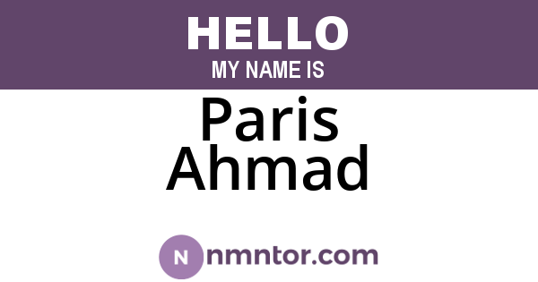 Paris Ahmad