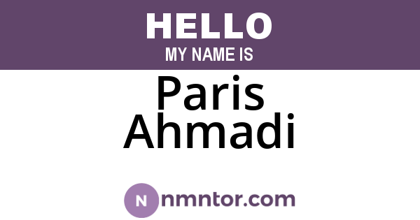 Paris Ahmadi