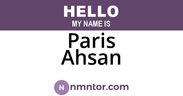 Paris Ahsan