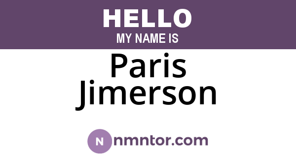 Paris Jimerson