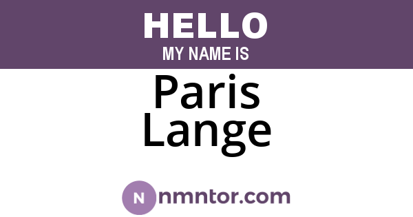 Paris Lange