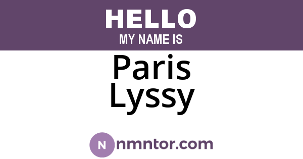 Paris Lyssy