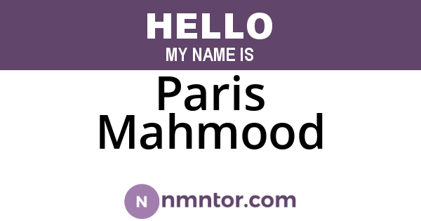 Paris Mahmood