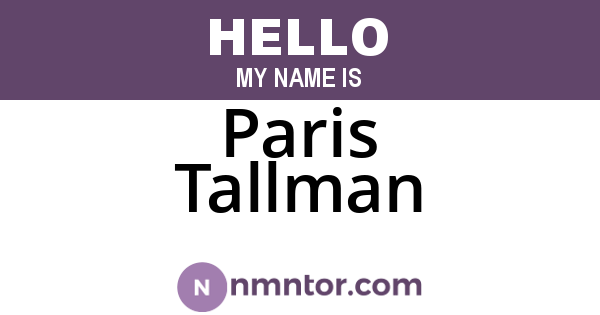 Paris Tallman