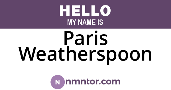 Paris Weatherspoon