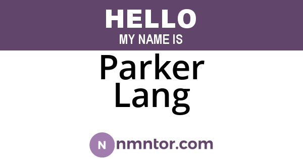 Parker Lang