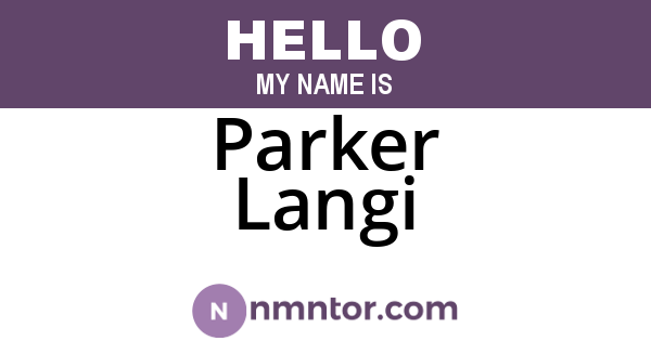 Parker Langi