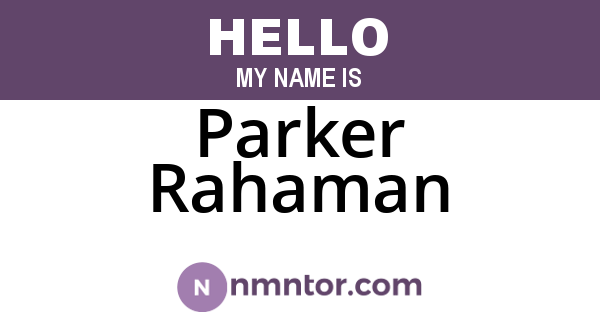 Parker Rahaman