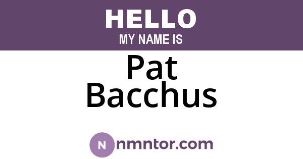 Pat Bacchus