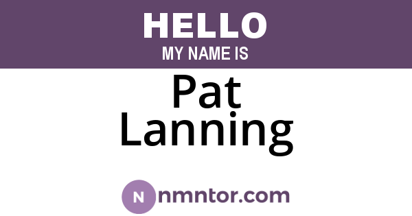 Pat Lanning