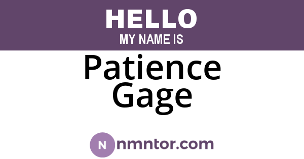 Patience Gage
