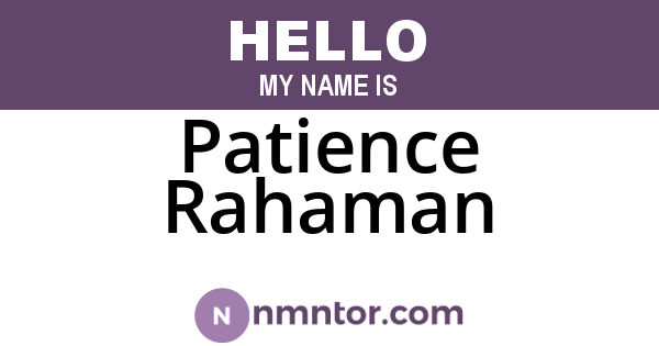 Patience Rahaman