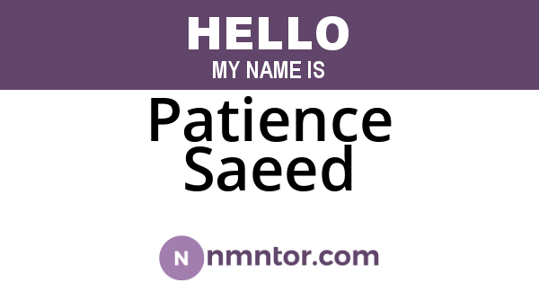 Patience Saeed