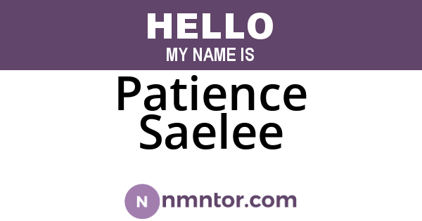 Patience Saelee