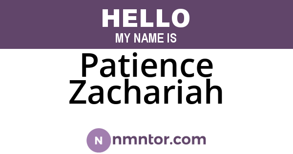 Patience Zachariah