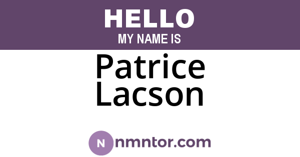Patrice Lacson