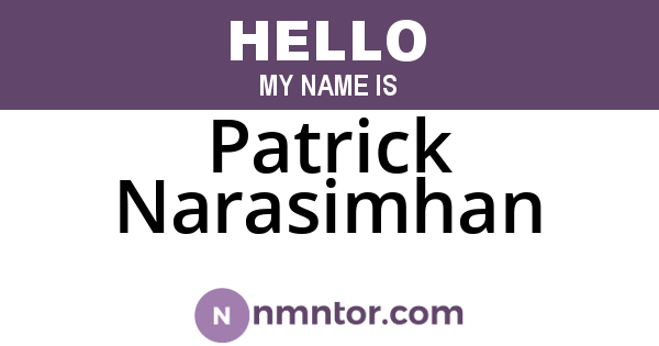 Patrick Narasimhan