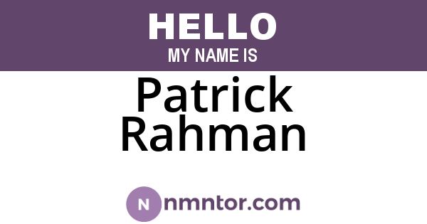 Patrick Rahman