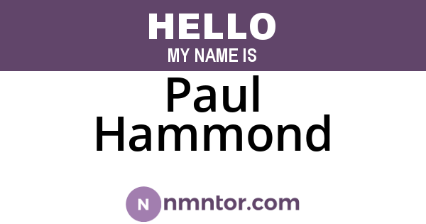 Paul Hammond
