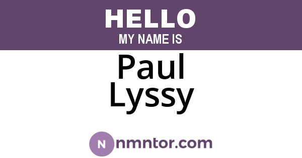 Paul Lyssy