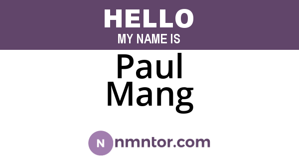 Paul Mang