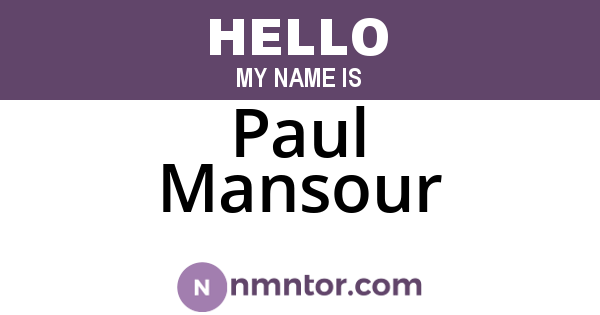 Paul Mansour