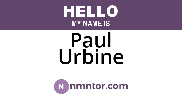 Paul Urbine