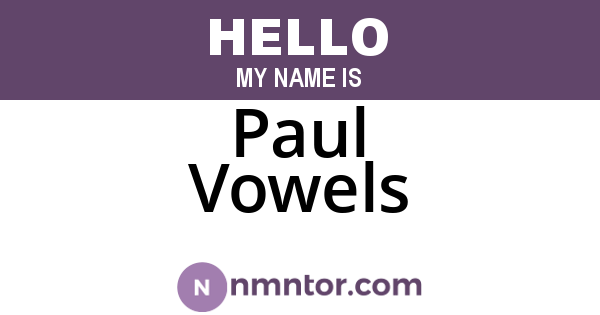 Paul Vowels