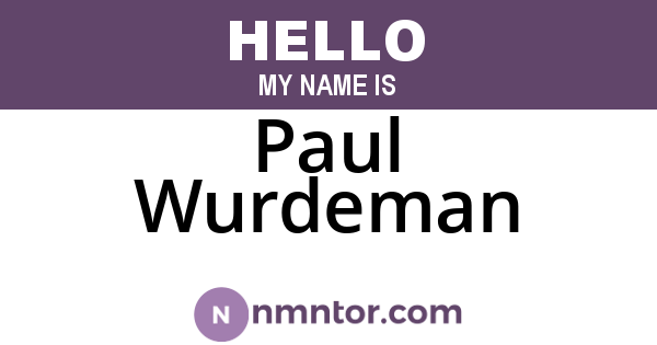 Paul Wurdeman