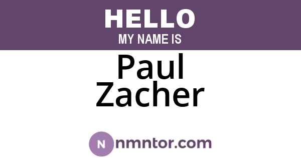 Paul Zacher