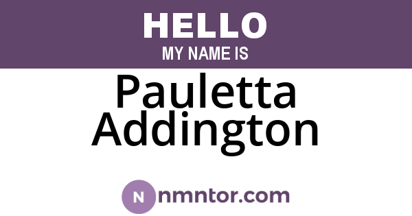Pauletta Addington