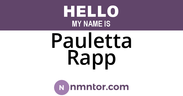 Pauletta Rapp