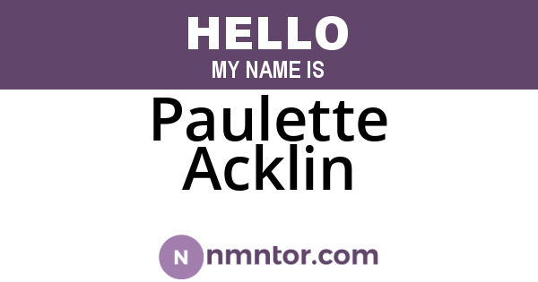 Paulette Acklin